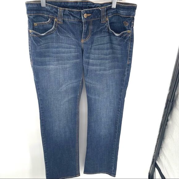 Harley Davidson blue jeans denim pants 10 long EUC bootcut low rise - Picture 7 of 16